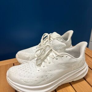 Hoka White Athletic Shoes with Cushioned Midsole
